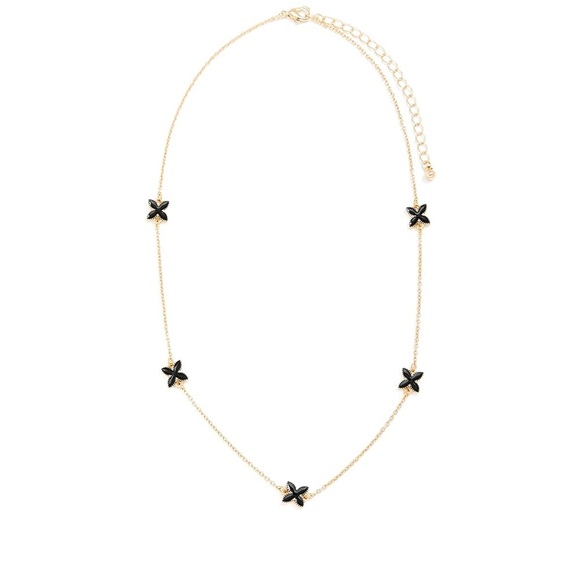 Gold and Black Flower Charm Necklace - Picture 2 of 6